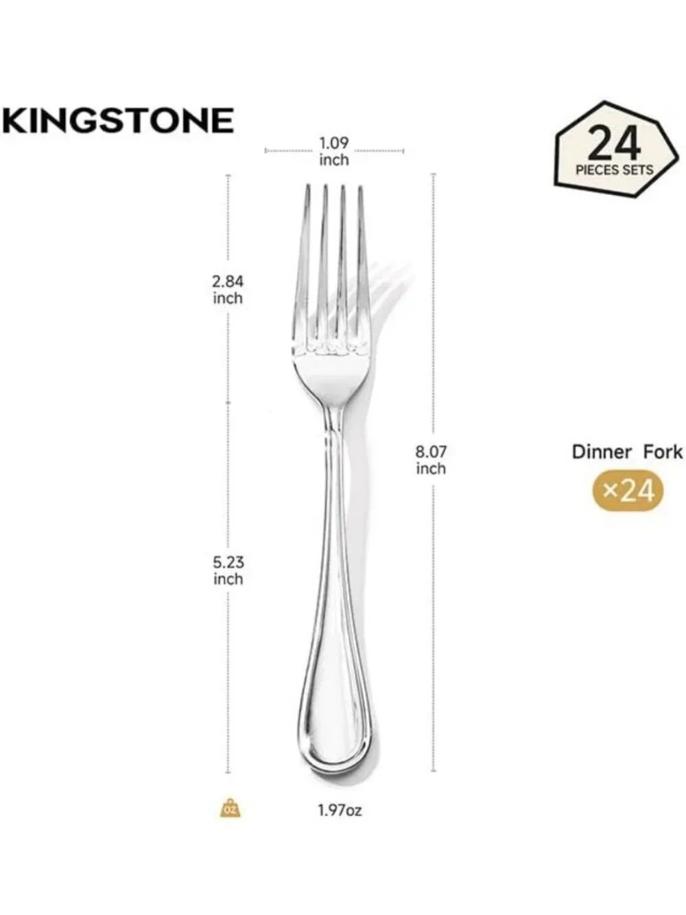 Elegant 24-Piece Teardrop Dinner Fork Set - 8-Inch, Durable Stainless Steel